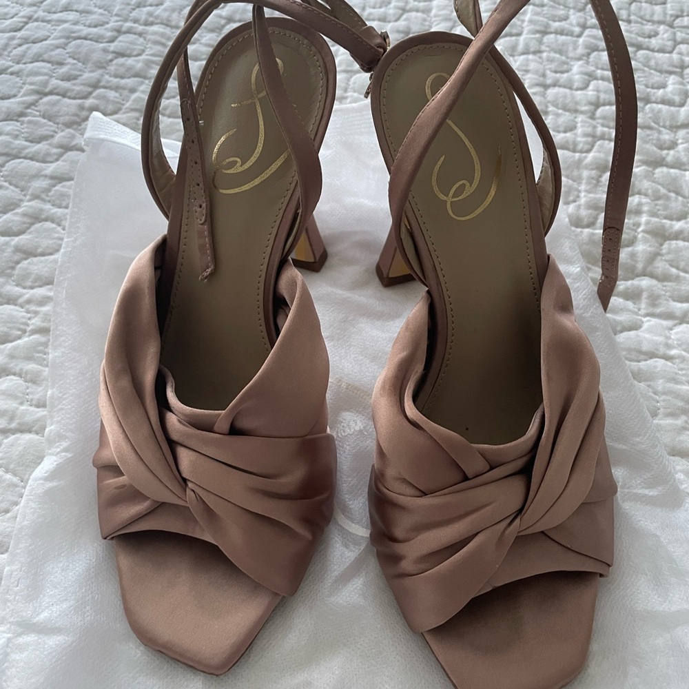 Sam Edelman Satin Elegant Women's Tan/Taupe Heels